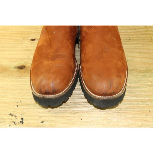 Paul Green Boots Womens 9 Brown Leather Wedge Platform Ankle Bootie Zip Shoes - Picture 8 of 8